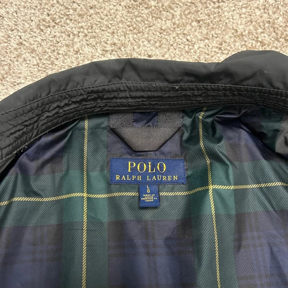 Polo Ralph Lauren‎ Field Utility Jacket Men Size Large Gray Tartan Plaid Lined